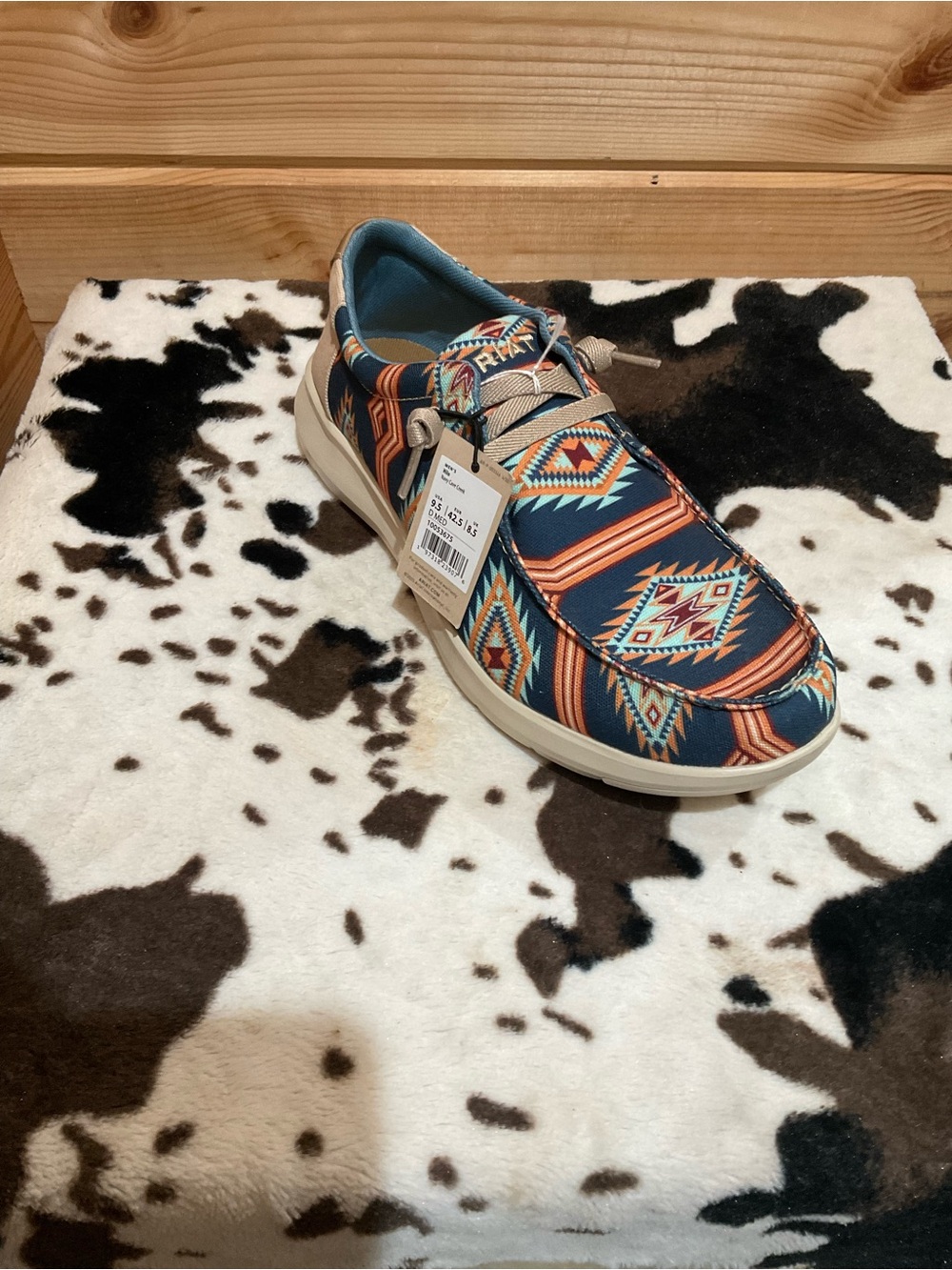 Ariat Teal and Orange Aztec Pattern Slip-On Loafer